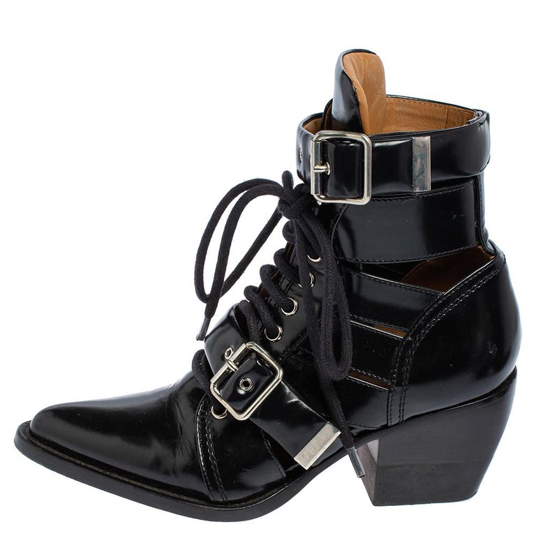 Chloe Black Leather Rylee Ankle Boots Size 36 at 1stDibs
