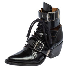 Chloe Black Leather Rylee Ankle Boots Size 36