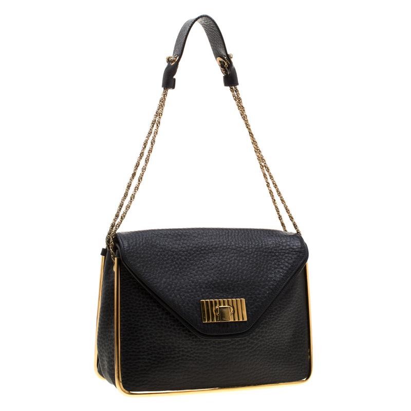 Women's Chloe Black Leather Sally Medium Shoulder Bag
