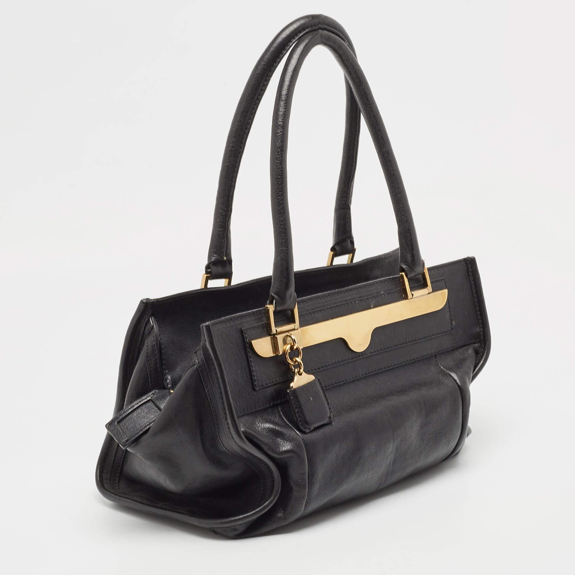 Chloe Black Leather Satchel In Good Condition In Dubai, Al Qouz 2