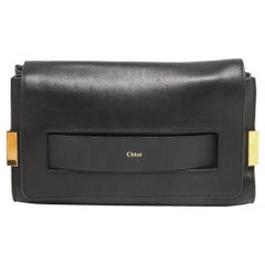 Chloe Kleine Elle Clutch aus schwarzem Leder