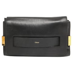 Chloe Kleine Elle Clutch aus schwarzem Leder