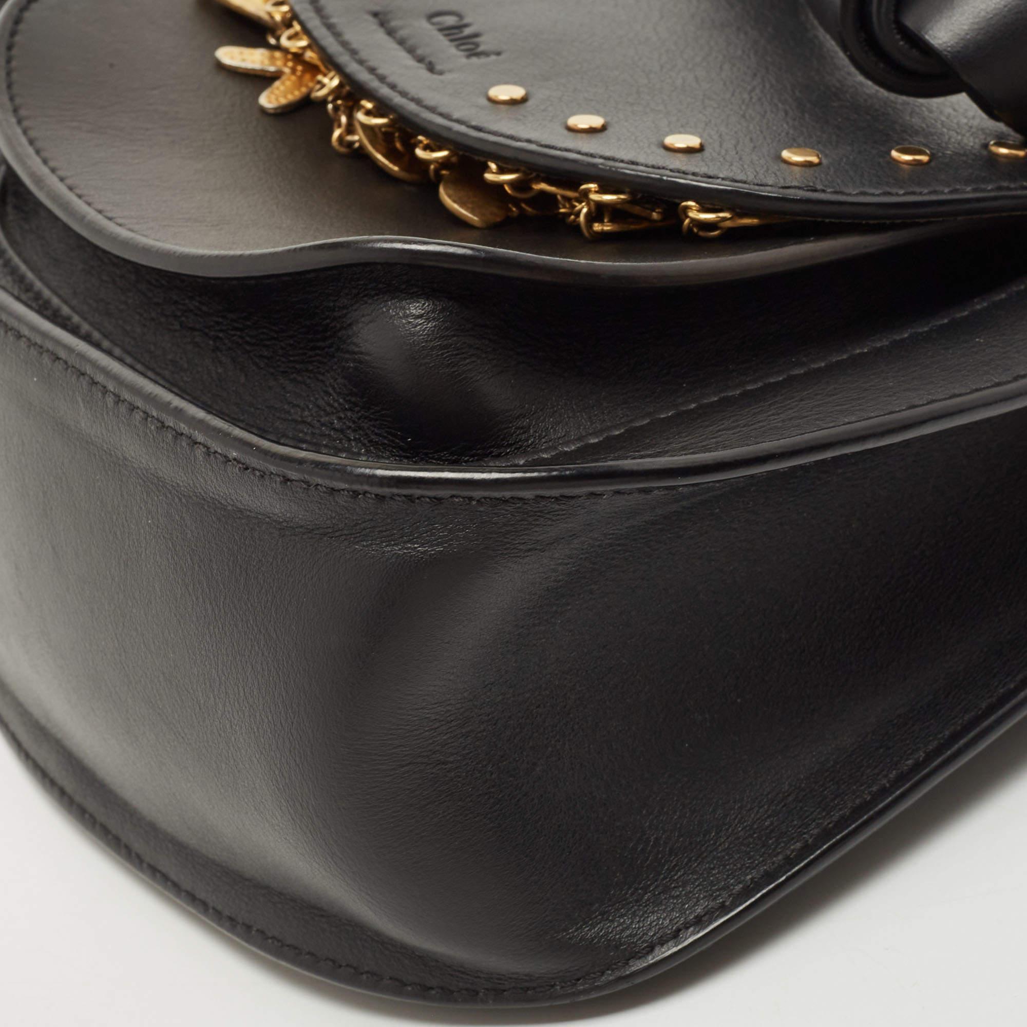 Chloe Black Leather Small Embellished Hudson Shoulder Bag 11