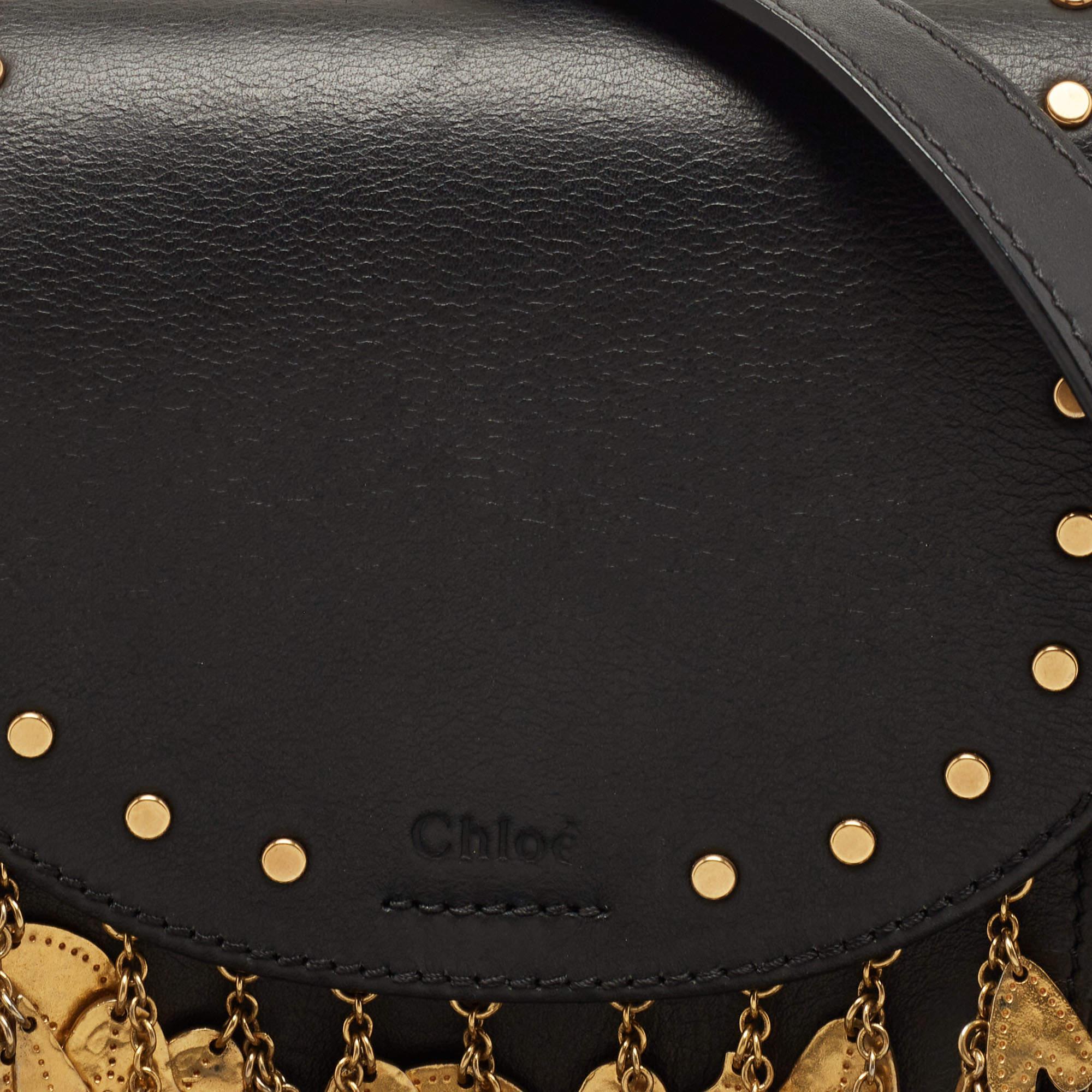 Chloe Black Leather Small Embellished Hudson Shoulder Bag 2