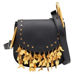 Chloe Black Leather Small Embellished Hudson Shoulder Bag