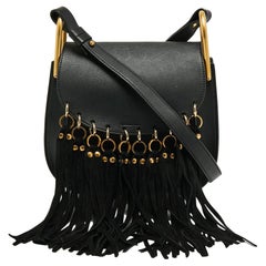 Chloe Black Leather Small Hudson Fringe Shoulder Bag