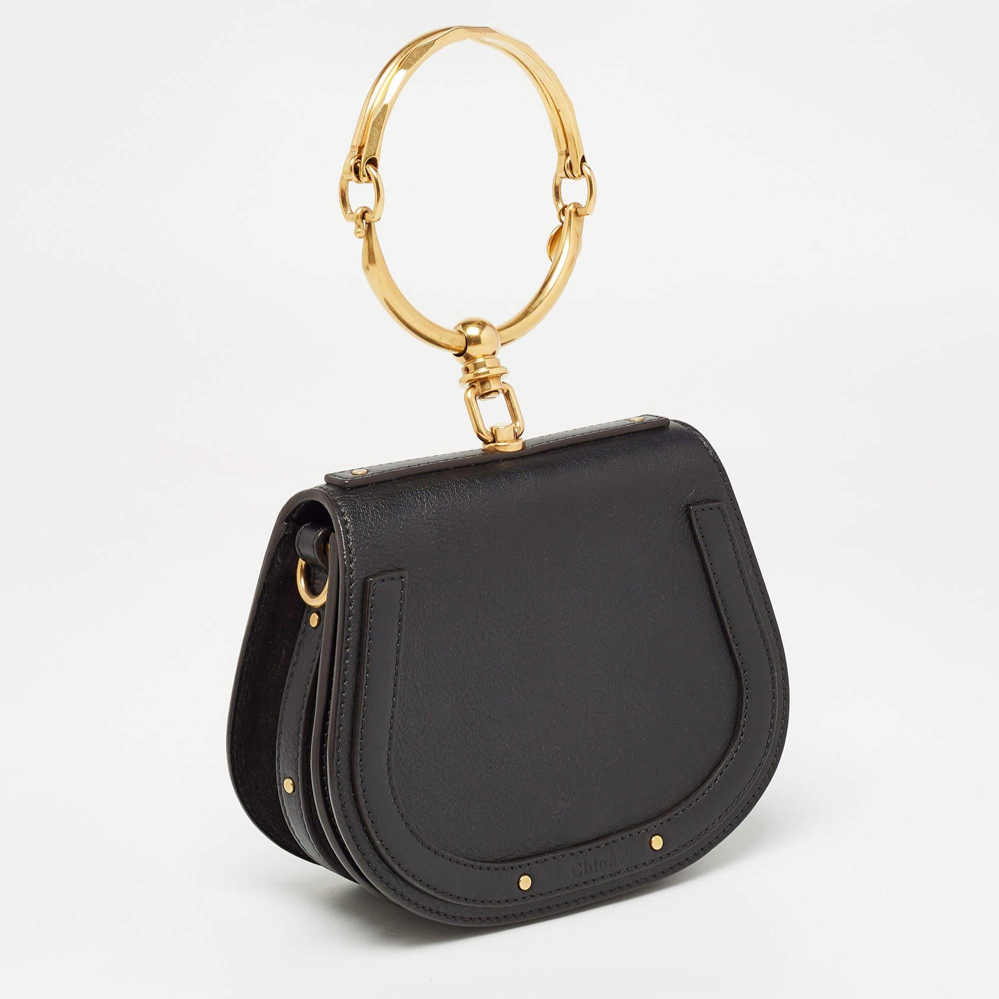 Chloe Black Leather Small Nile Bracelet Bag For Sale 8