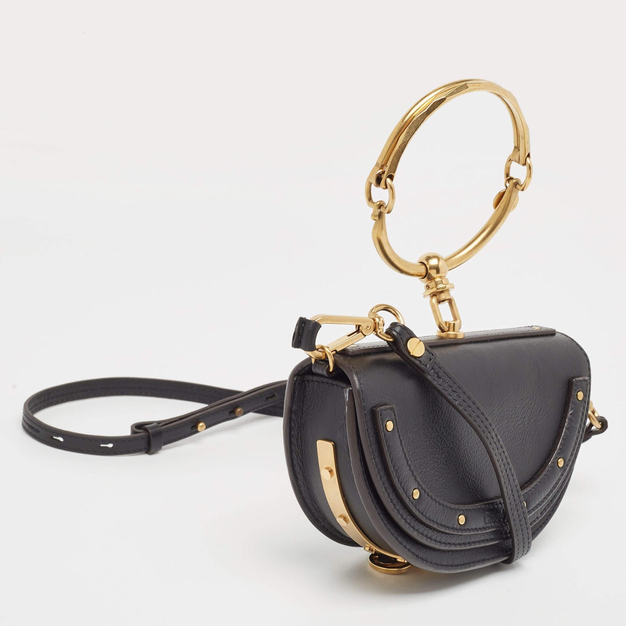 Chloé Black Leather Small Nile Bracelet Minaudiere Crossbody Bag 7