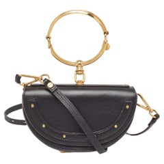 Chloé Black Leather Small Nile Bracelet Minaudiere Crossbody Bag