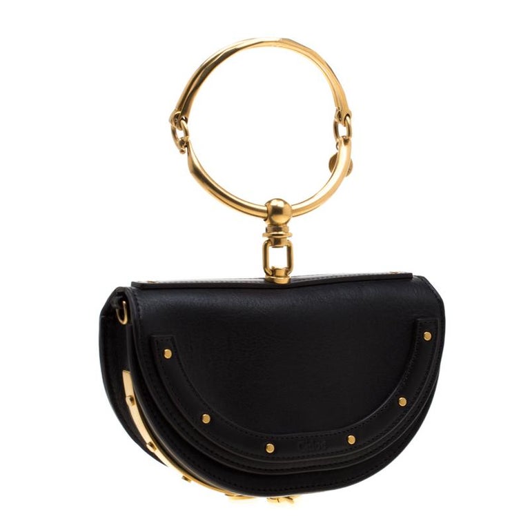 Chloe Black Leather Small Nile Minaudière Crossbody Bag For Sale at ...
