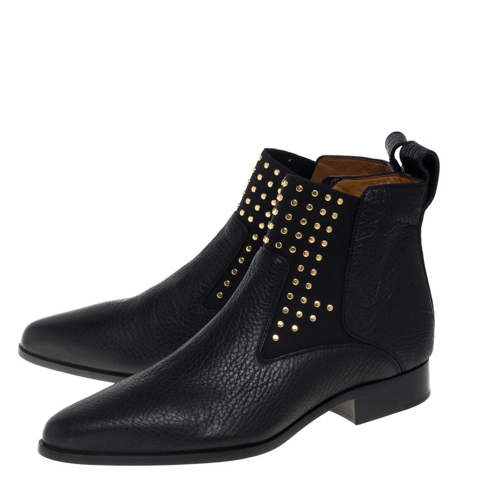 Chloe Black Leather Studded Ankle Boots Size 40 3