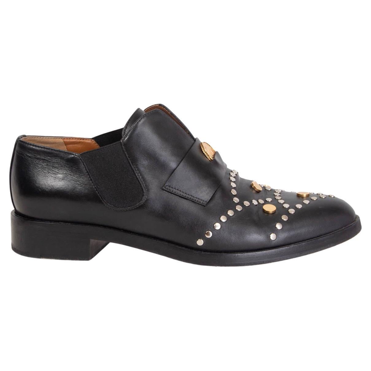 CHLOE black leather STUDDED GLORY PENNY Loafers Shoes 40