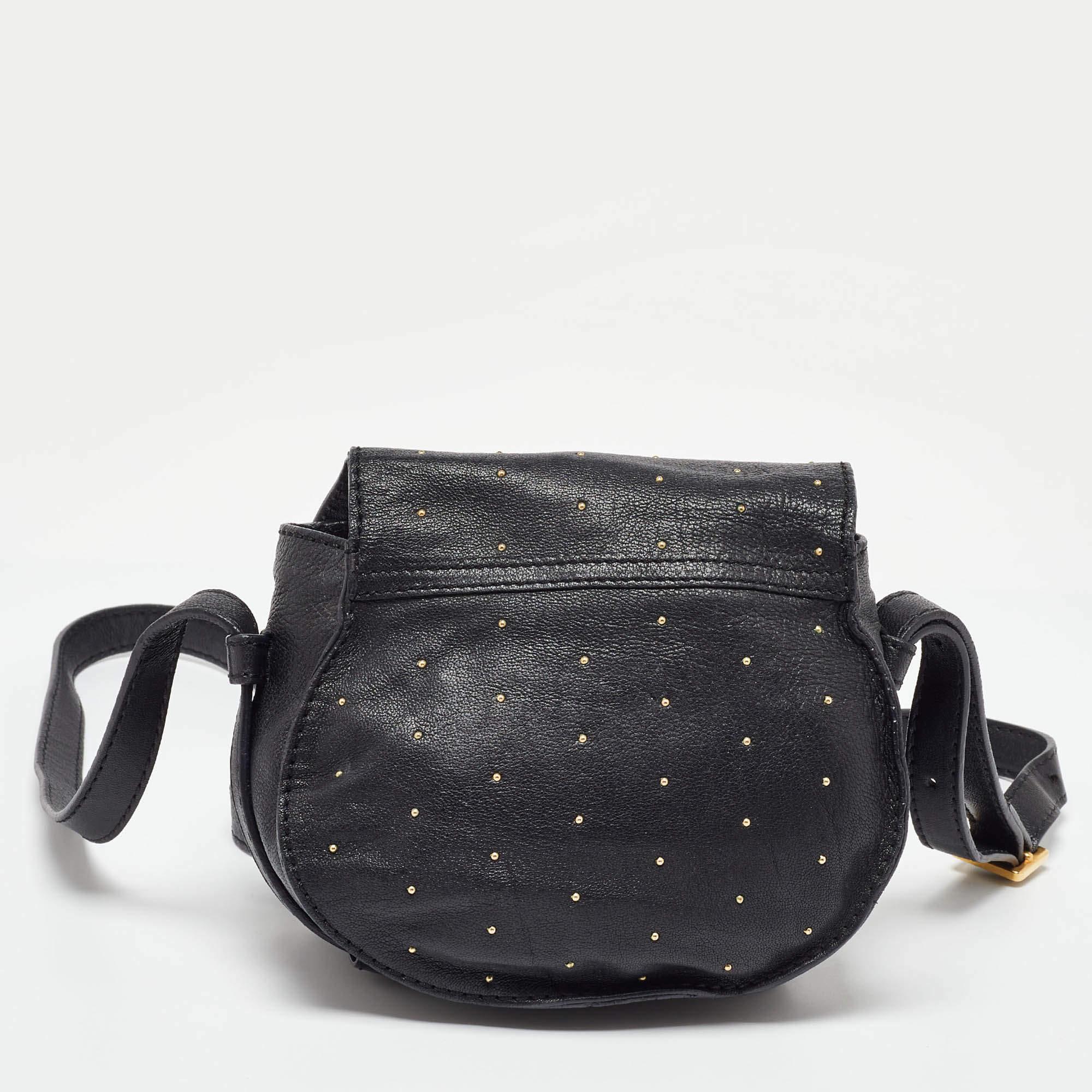 Women's Chloe Black Leather Studded Mini Marcie Crossbody Bag