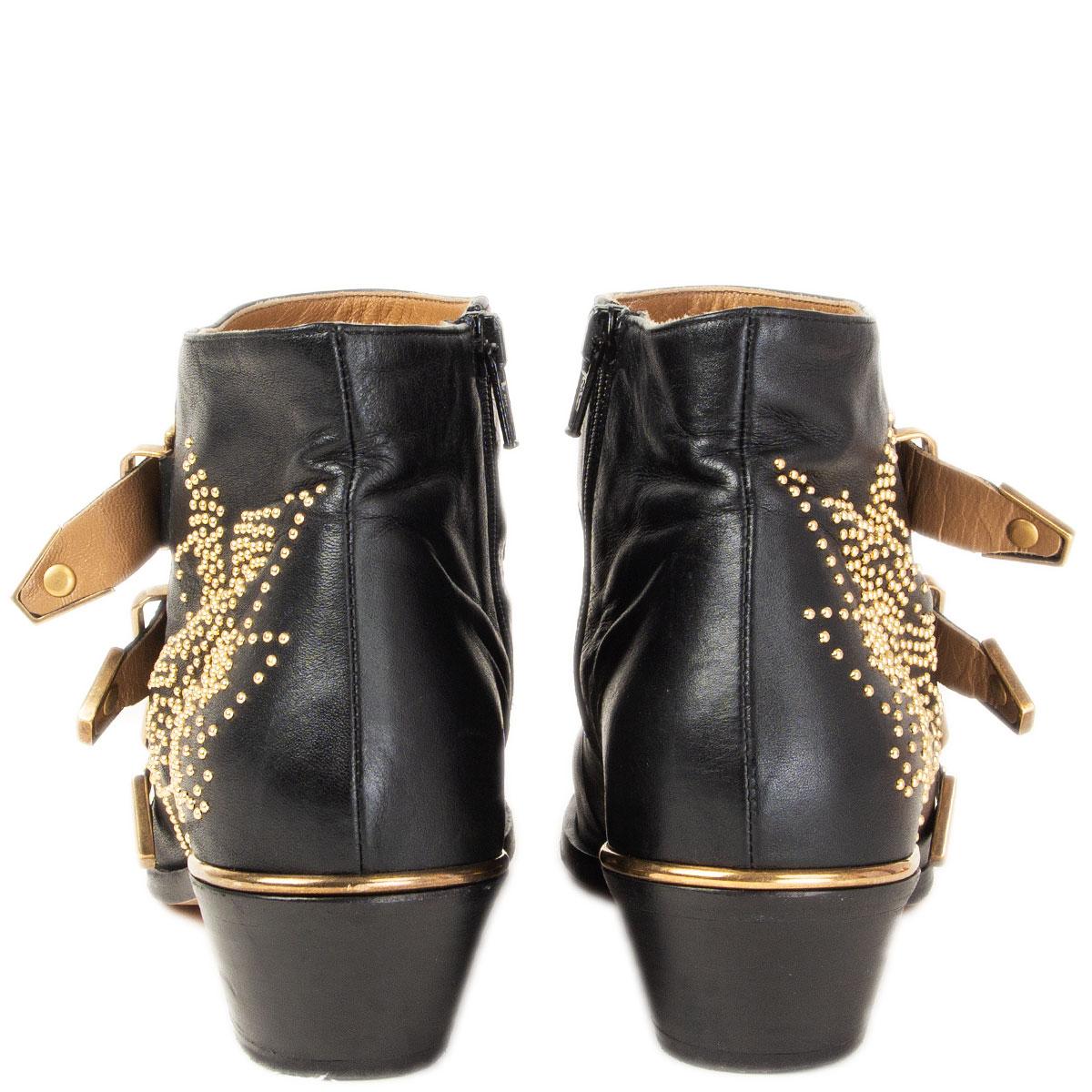 CHLOE black leather STUDDED SUSANNA Ankle Boots Shoes 37 For Sale 1