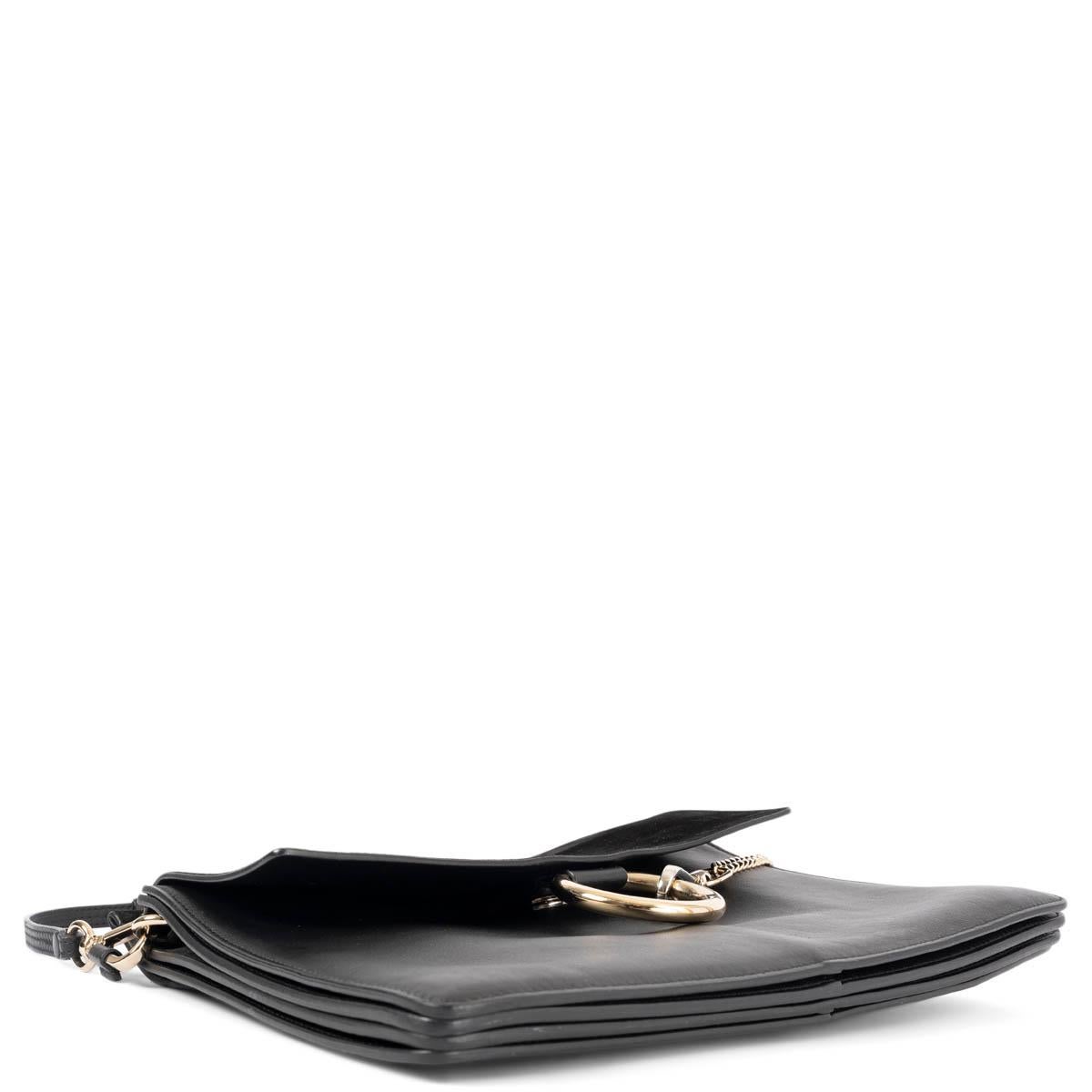 CHLOE black leather & suede FAYE MEDIUM Shoulder Bag 1