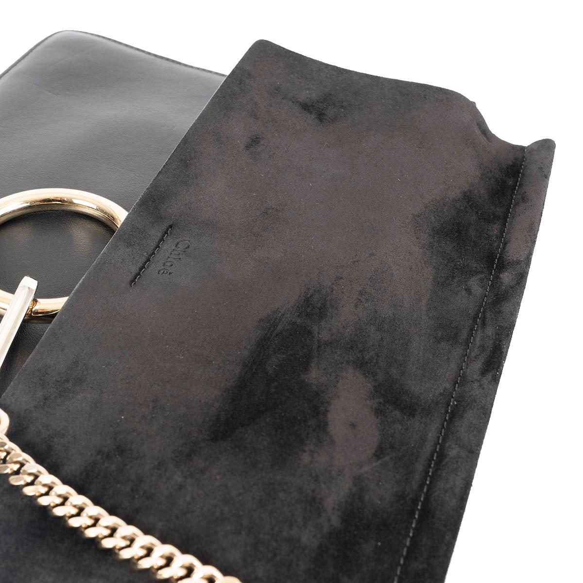 CHLOE black leather & suede FAYE MEDIUM Shoulder Bag 5