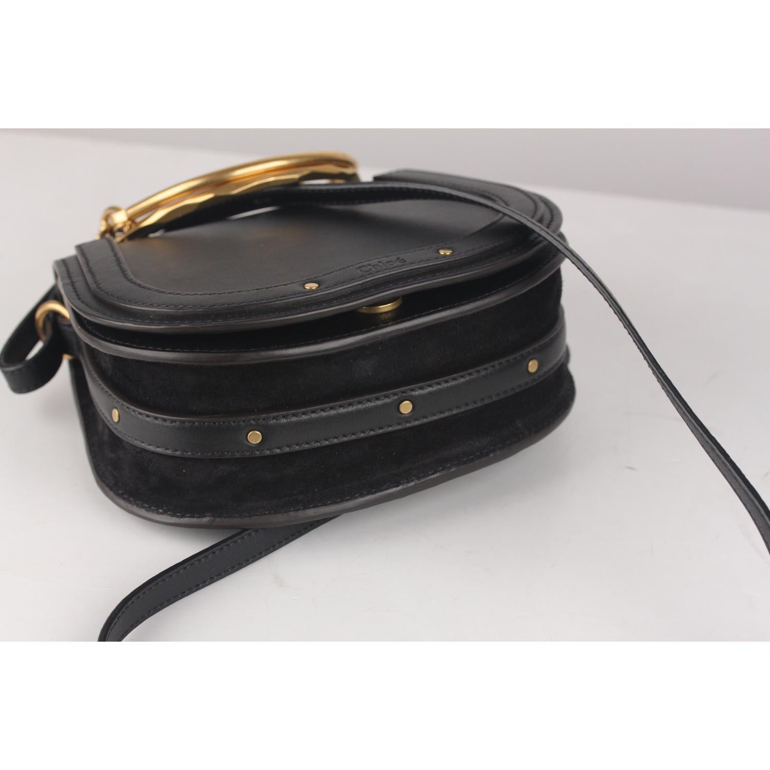 Chloe Black Leather Suede Nile Bracelet Bag with Shoulder Strap 4