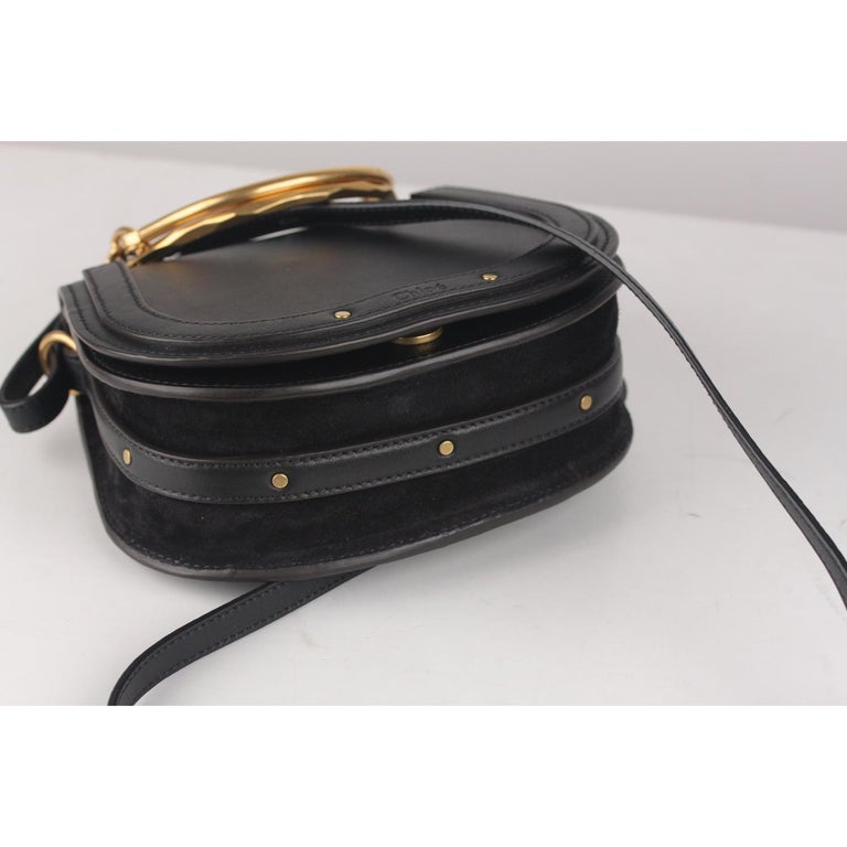 Chloe Black Leather Suede Nile Bracelet Bag with Shoulder Strap For ...