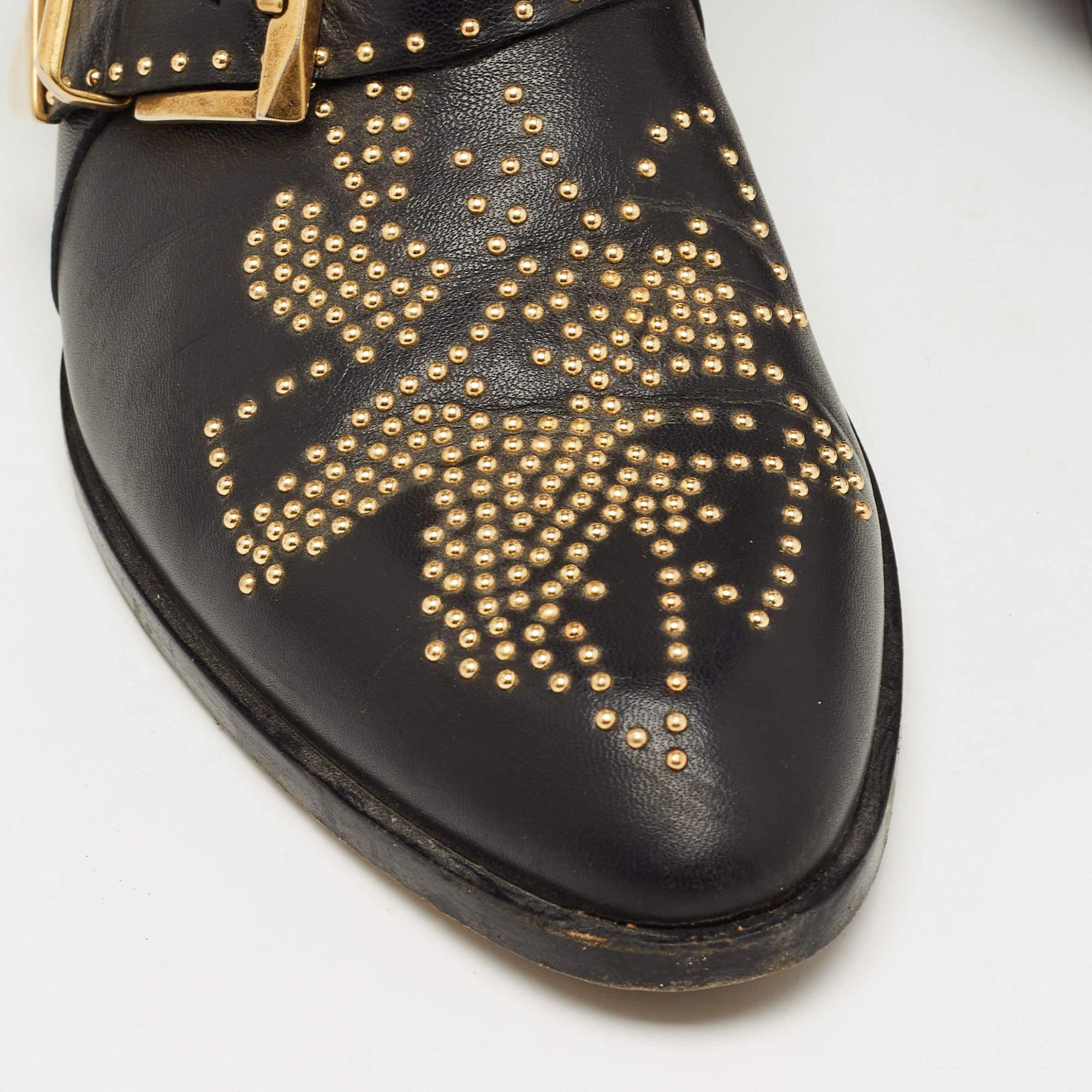 Chloe Black Leather Susanna Ankle Boots Size 39.5 1