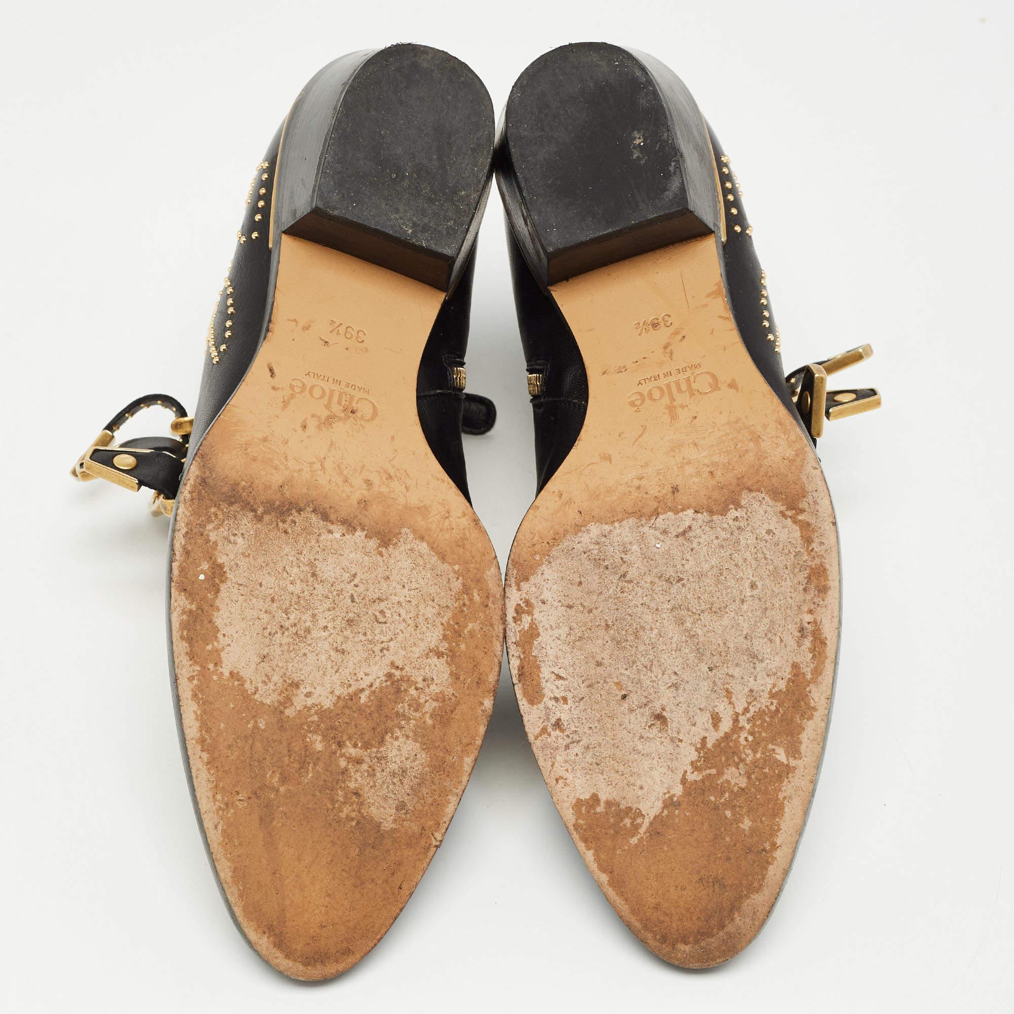 Chloe Black Leather Susanna Ankle Boots Size 39.5 3