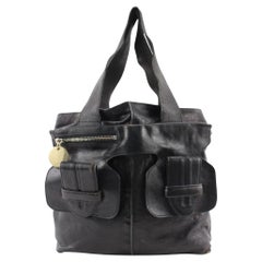 Chloé Black Leather Twin Pocket Shopper Tote bag 12CHL113