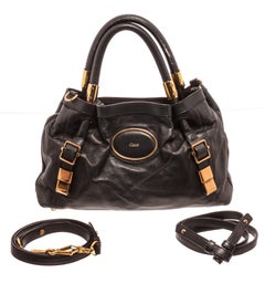 Chloe Black Leather Victoria Shoulder Bag with gold-tone hardware