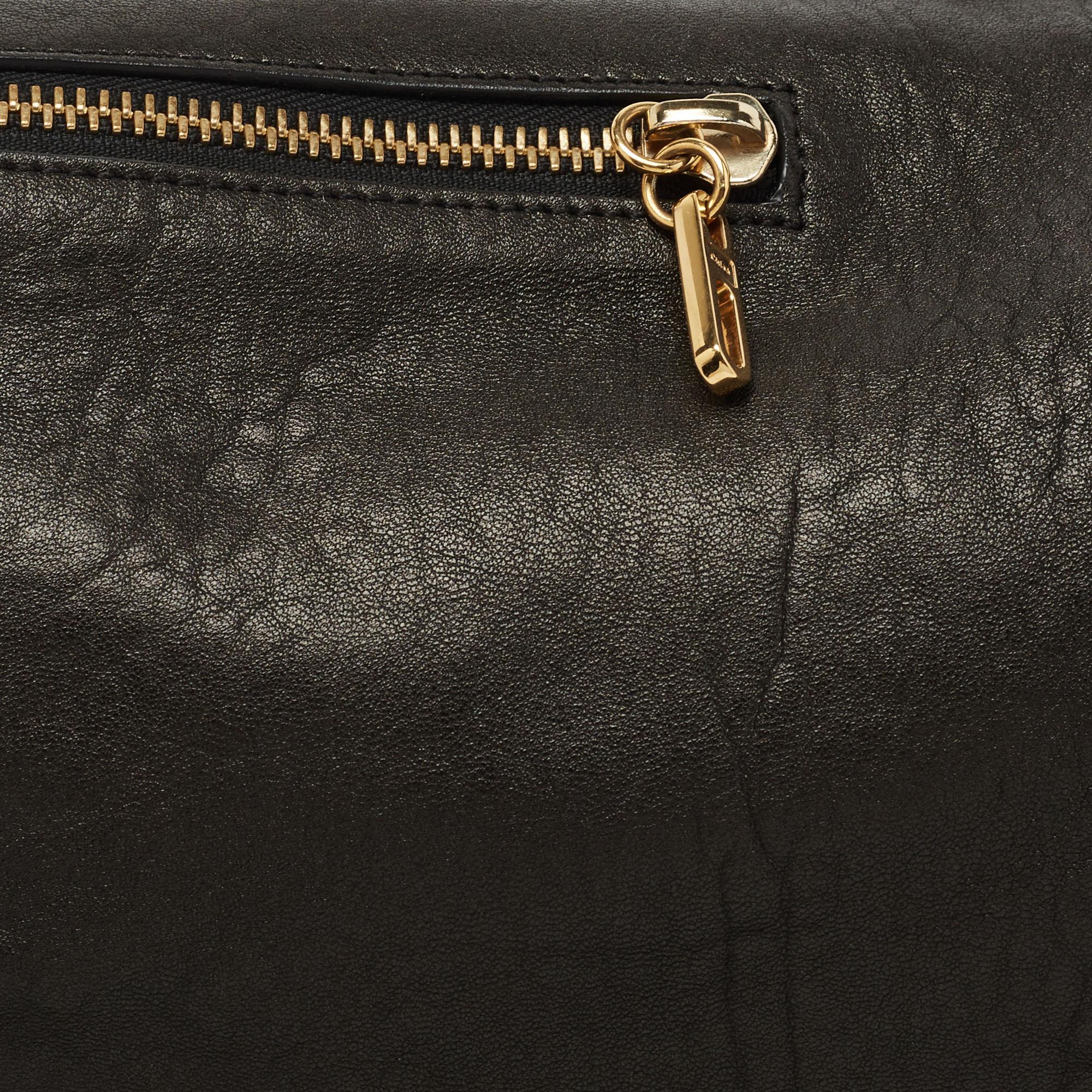 Chloe Black Leather Zip Messenger Bag For Sale 3