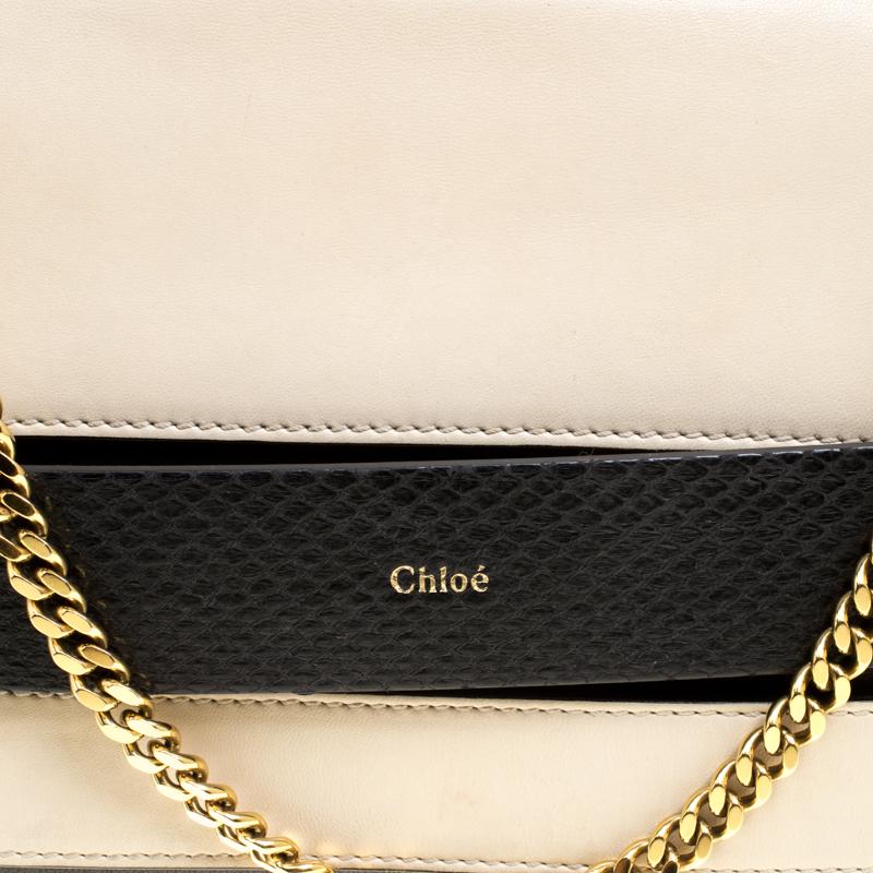 Chloe Black/Light Beige Leather Small Elle Clutch 7