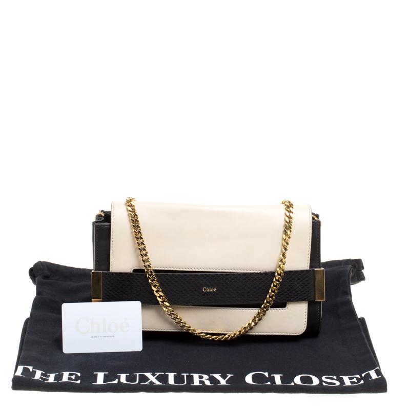 Chloe Black/Light Beige Leather Small Elle Clutch 2