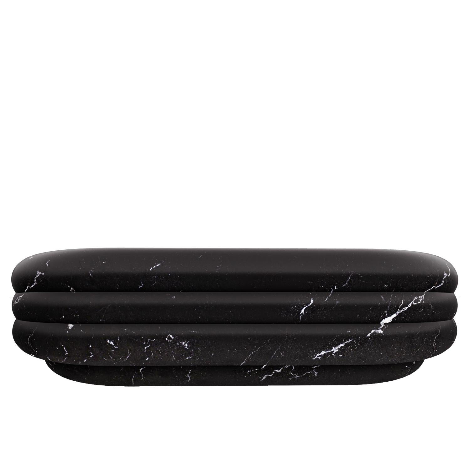 Chloe Black Marquina Marble Coffee Table by Fred and Juul
Dimensions: D 72 x W 120 x H 30 cm.
Materials: Black Marquina marble.

Available in White Carrara, Vert d'Estours, black Marquina and pink Portugal marble options. Custom sizes, materials or