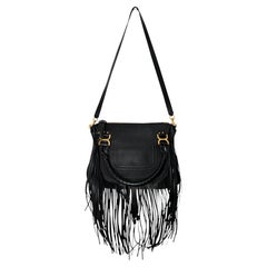 Chloé Black Medium Marcie Fringe Leather Satchel Bag