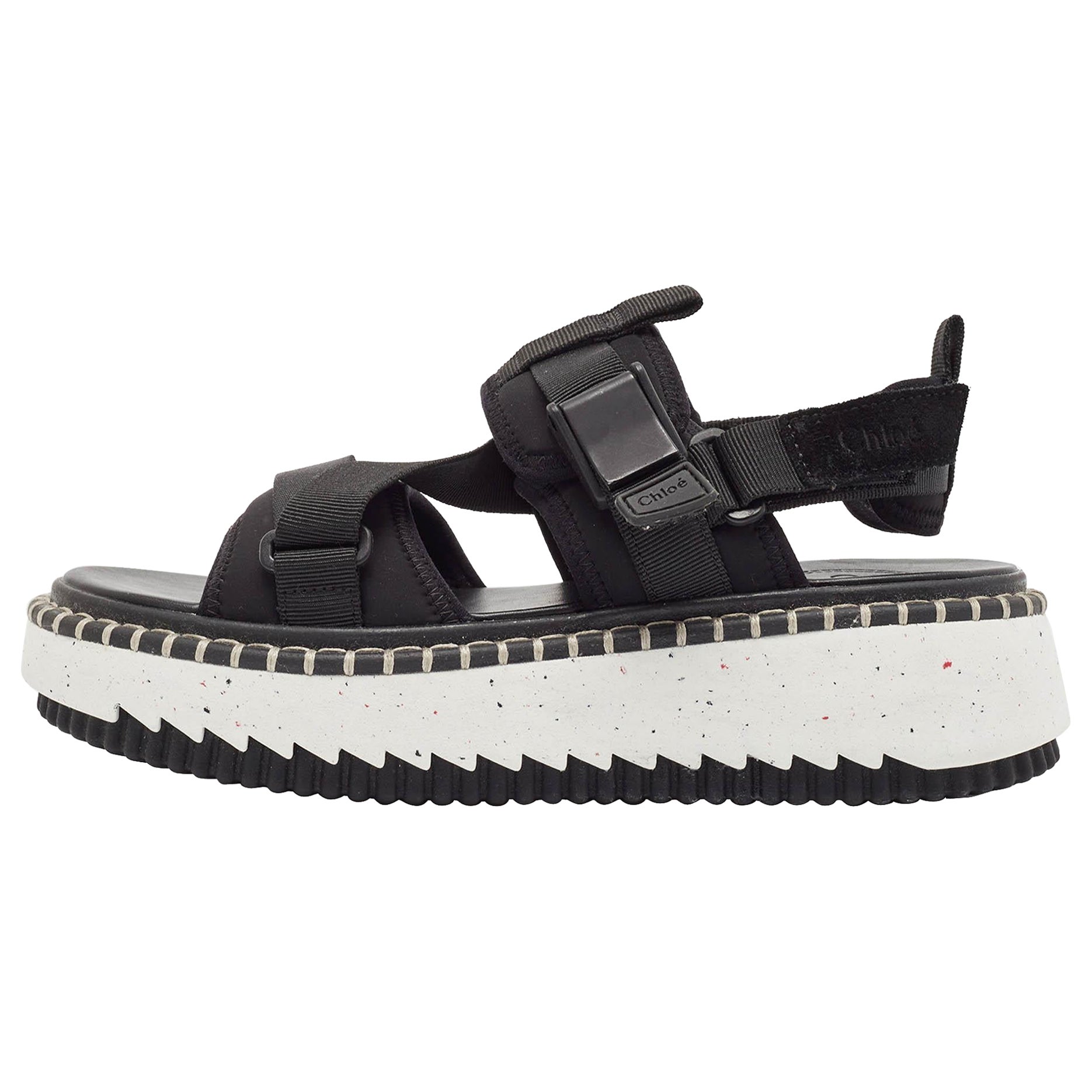 Chloe Black Neoprene Lilli Slingback Sandals Size 38