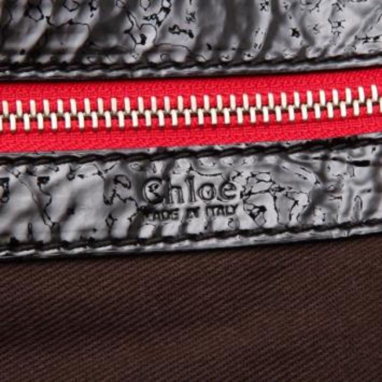 Fourre-tout 'Audra' en cuir verni noir de Chloe en vente 5