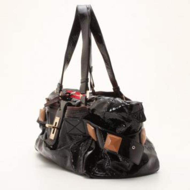 Noir Fourre-tout 'Audra' en cuir verni noir de Chloe en vente