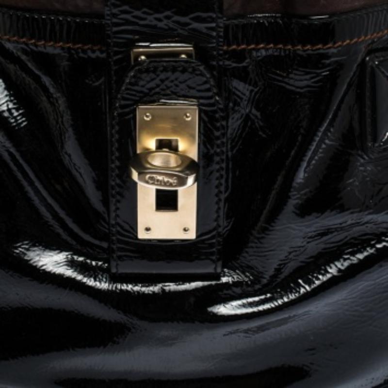 Chloe - Audra - Fourre-tout en cuir verni noir État moyen - En vente à Dubai, Al Qouz 2