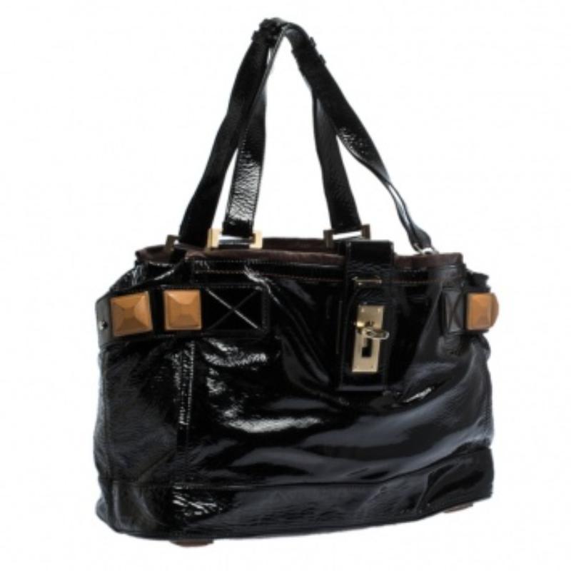 Chloe - Audra - Fourre-tout en cuir verni noir Pour femmes en vente
