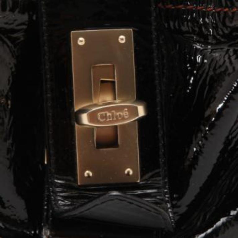 Fourre-tout 'Audra' en cuir verni noir de Chloe en vente 2