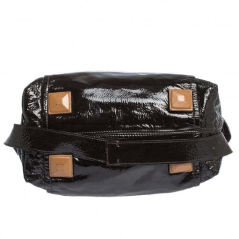 Chloe - Audra - Fourre-tout en cuir verni noir en vente 3