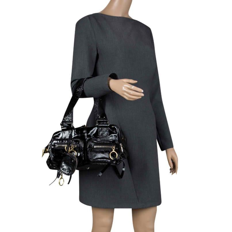 Noir Sac Betty en cuir verni noir de Chloe