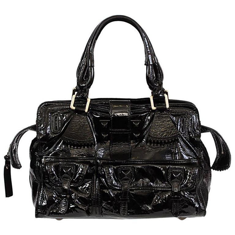 CHLOE black patent leather ELVIRE Shoulder Bag For Sale at 1stDibs