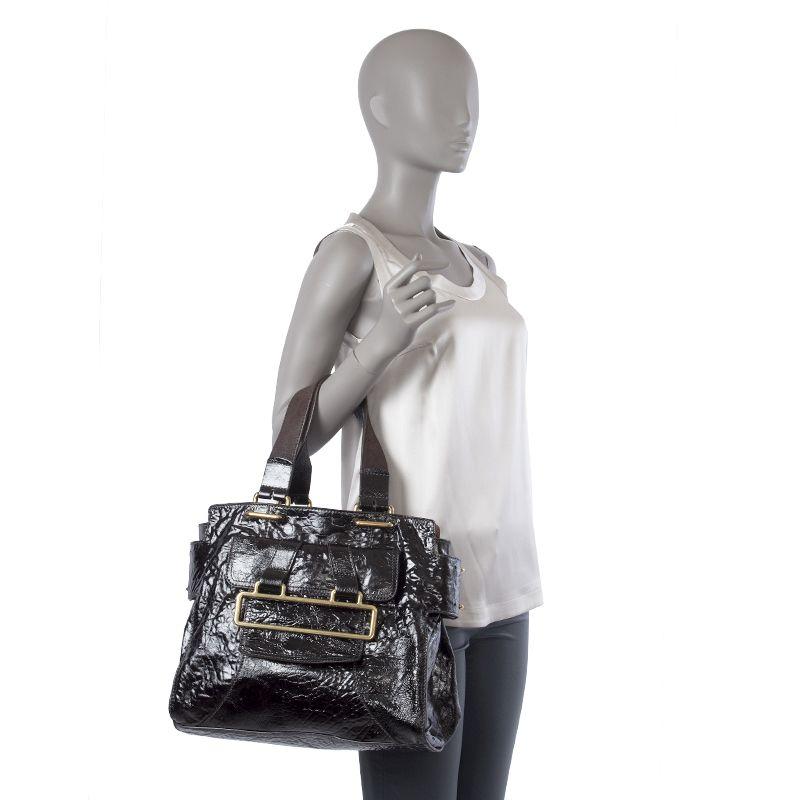 CHLOE Bolso de charol negro PADDY GM 4