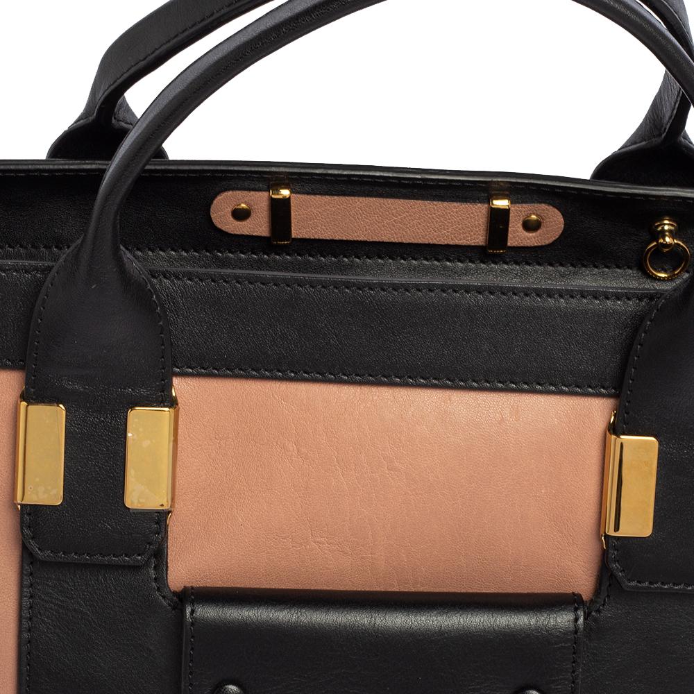 Chloe Chloe Medium Alice Schultertasche aus schwarzem/rosa Leder 5