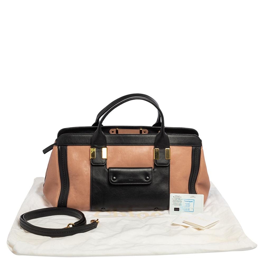 Chloe Chloe Medium Alice Schultertasche aus schwarzem/rosa Leder 8