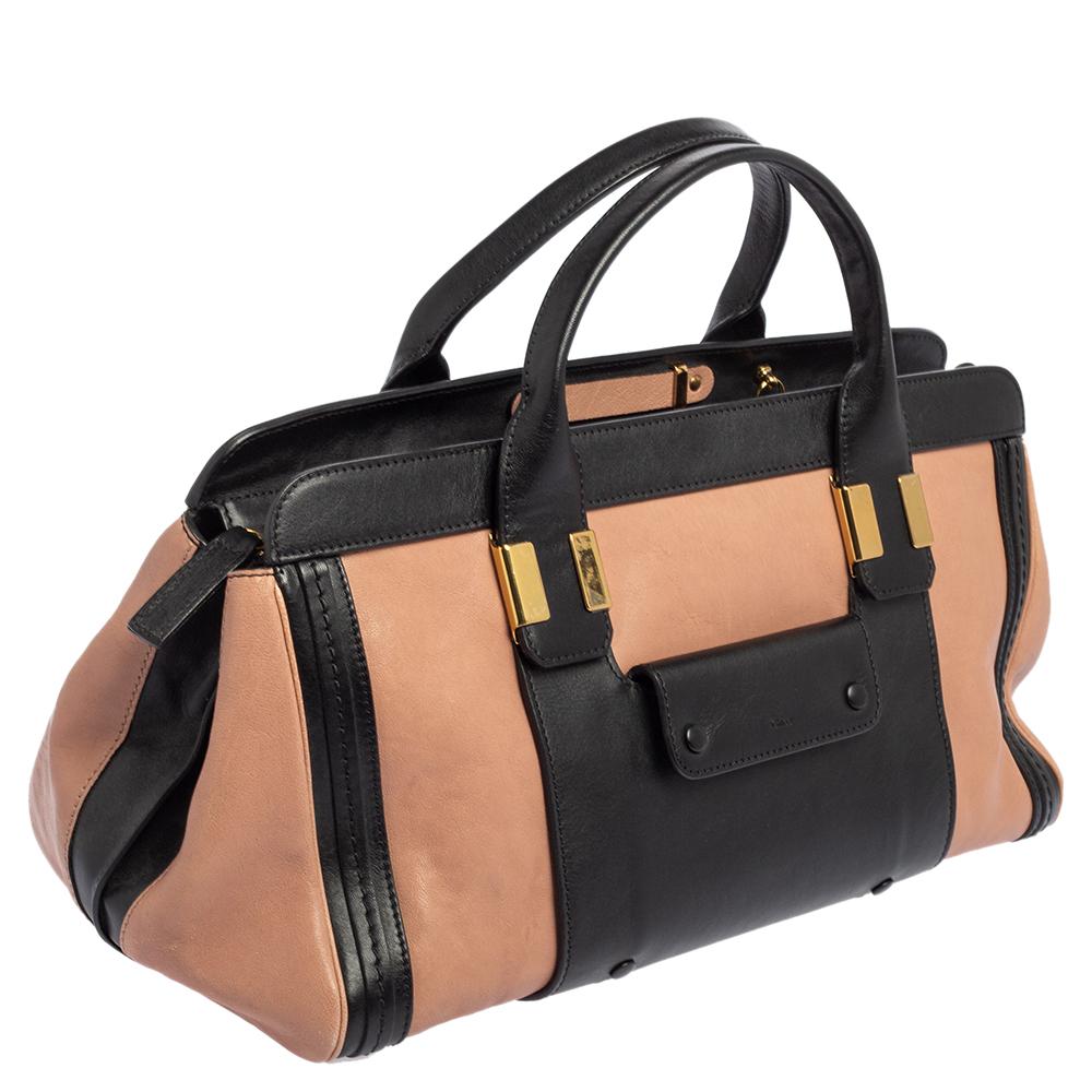 Chloe Chloe Medium Alice Schultertasche aus schwarzem/rosa Leder im Zustand �„Gut“ in Dubai, Al Qouz 2