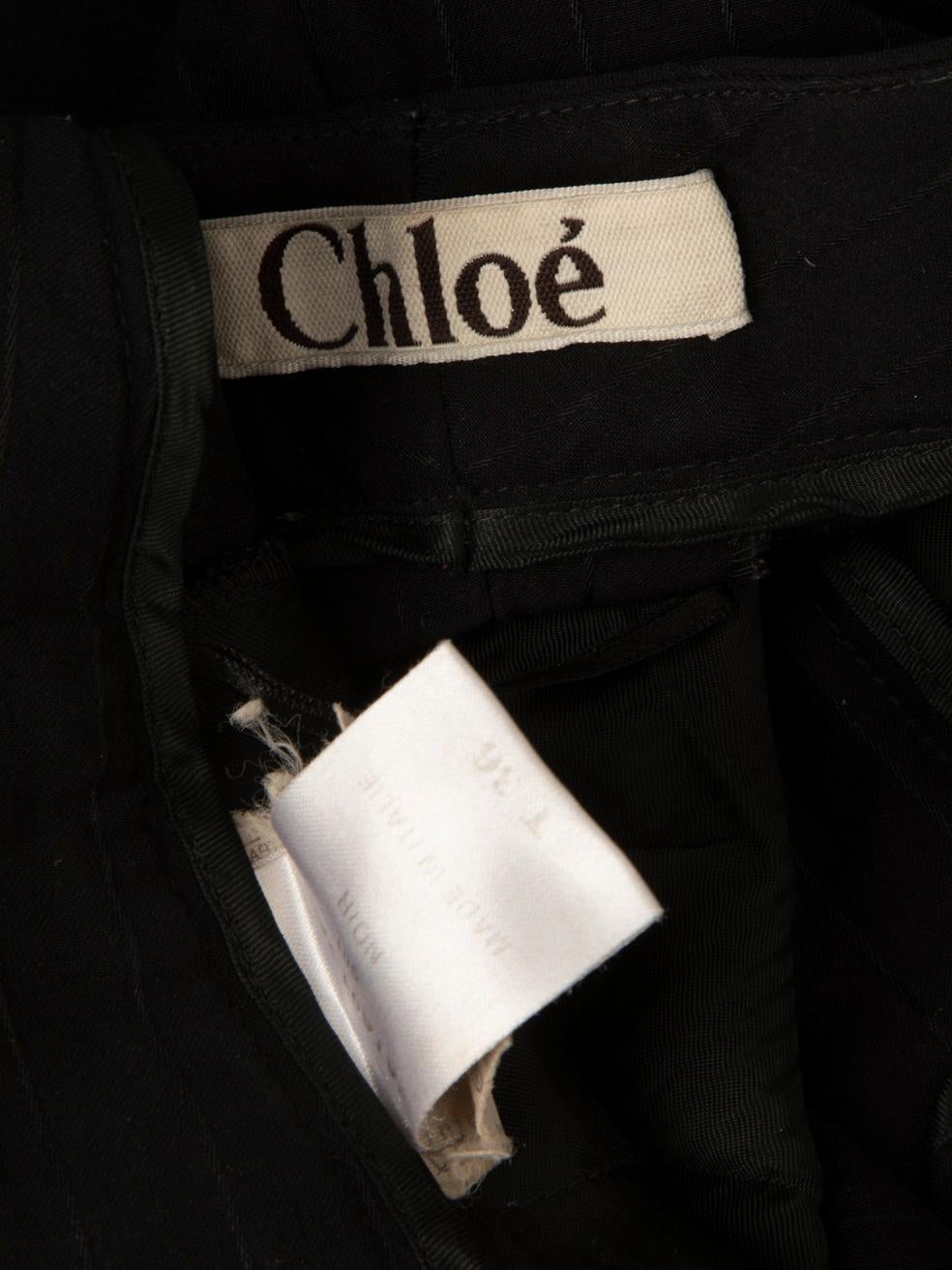 Chloé Schwarz Nadelstreifen Hose mit weitem Bein Größe S 1