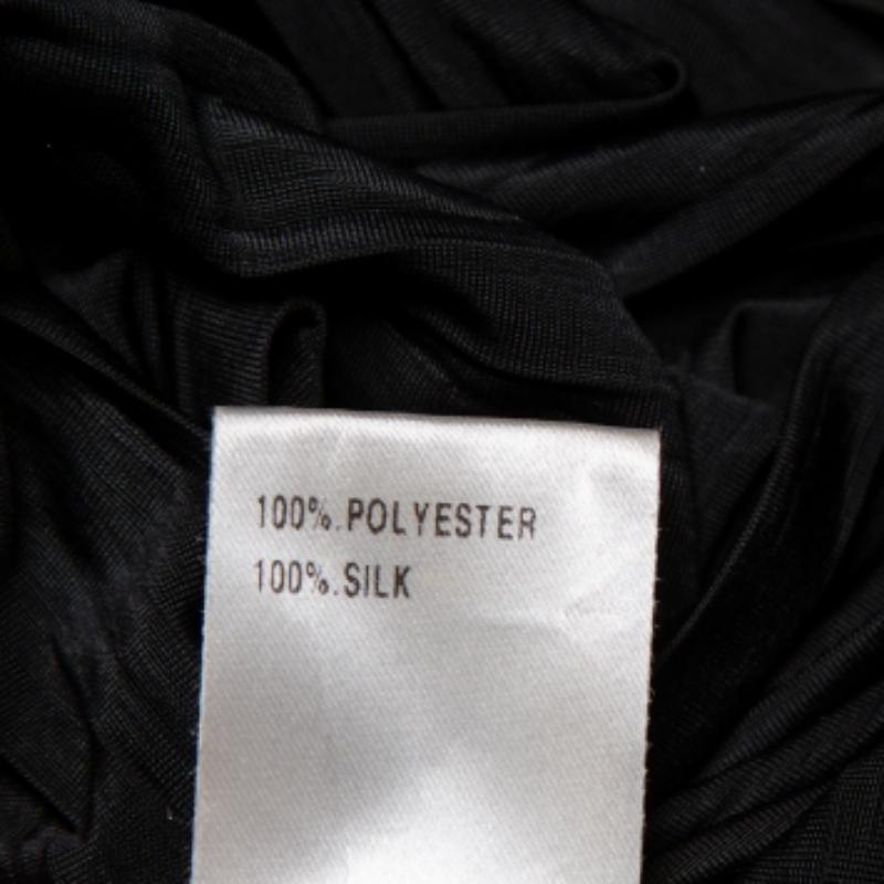 Women's Chloe Black Pleated Silk Bow Detail Flared Noir Dress XS For Sale