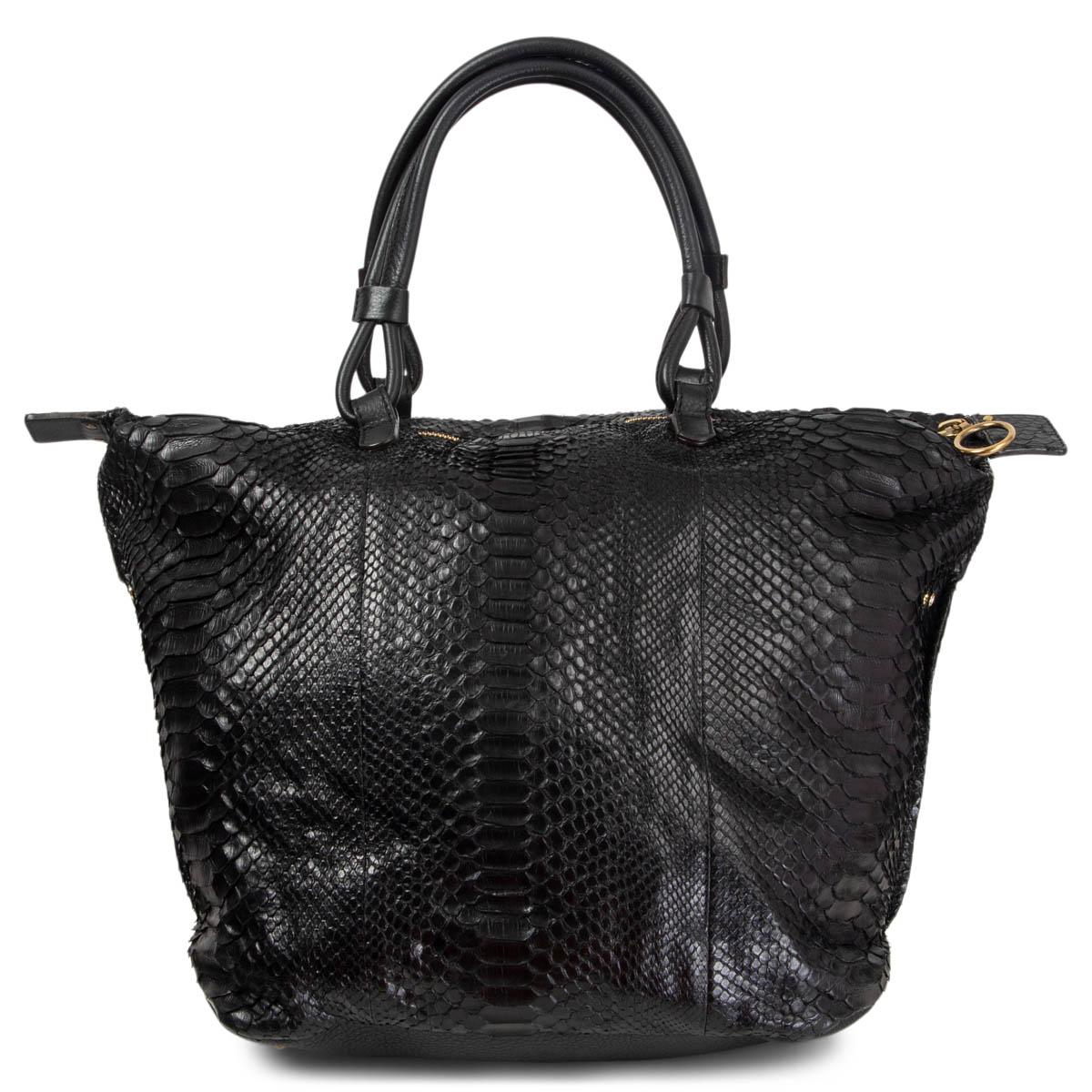 Black CHLOE black PYTHON ZIP POCKET Shoulder Bag For Sale