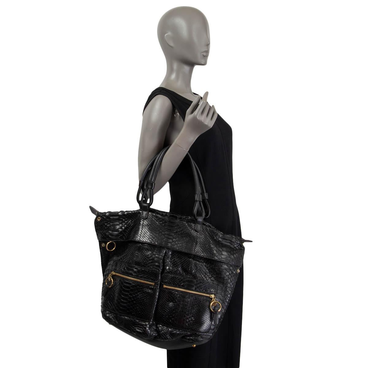 CHLOE black PYTHON ZIP POCKET Shoulder Bag For Sale 5