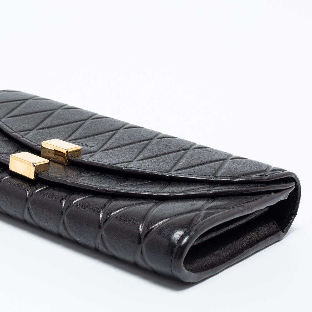 Chloe Black Quilted Leather Georgia Continental Wallet 6