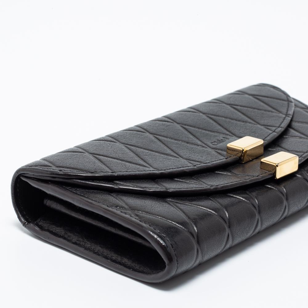 Chloe Black Quilted Leather Georgia Continental Wallet 7